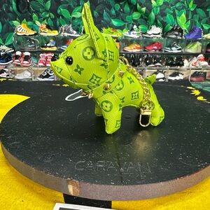 Faux Leather Frenchie Keychain/Bag charm Lime Green